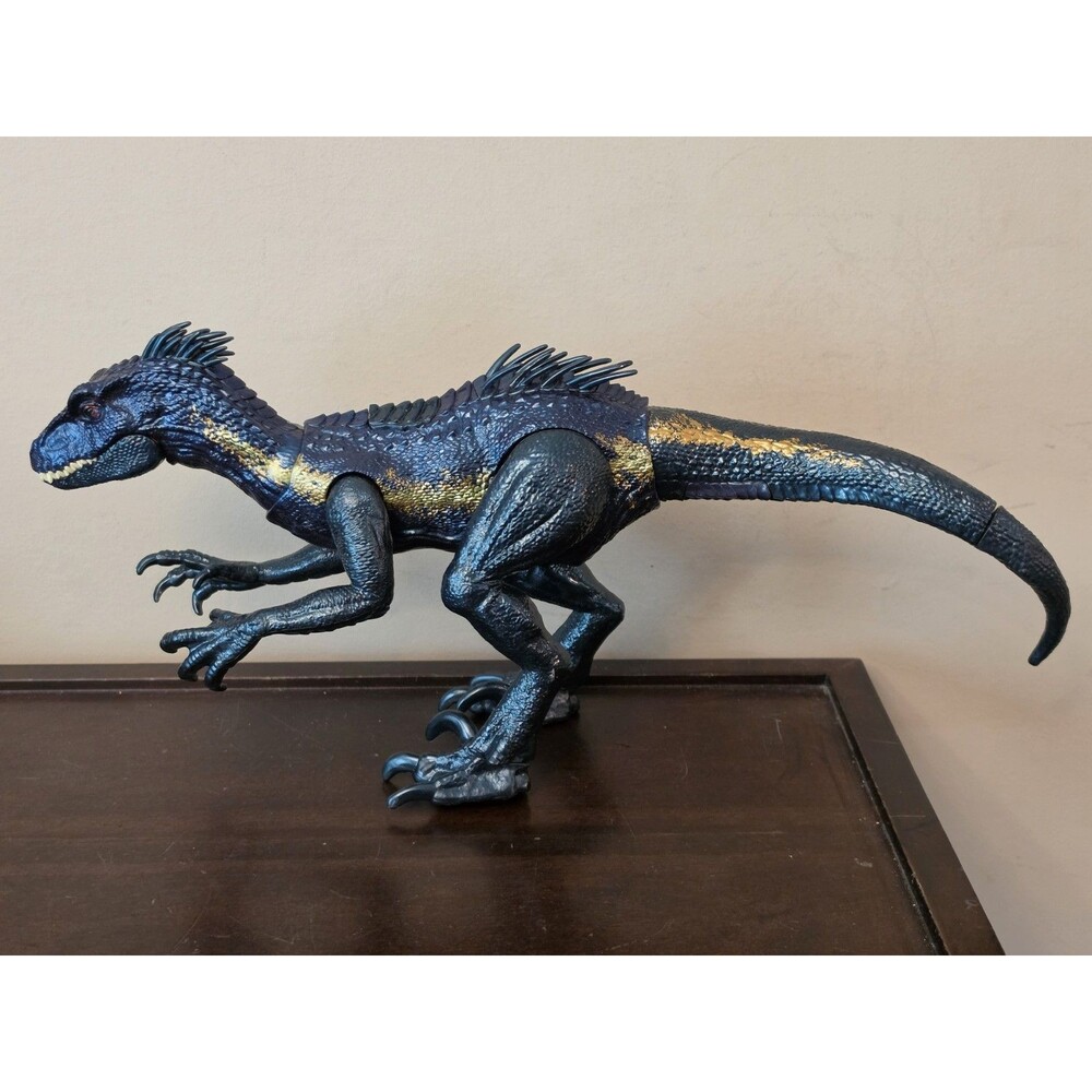 Jurassic World Park Indoraptor Dinosaur Blue Gold Red Eyes Roars Tested Working